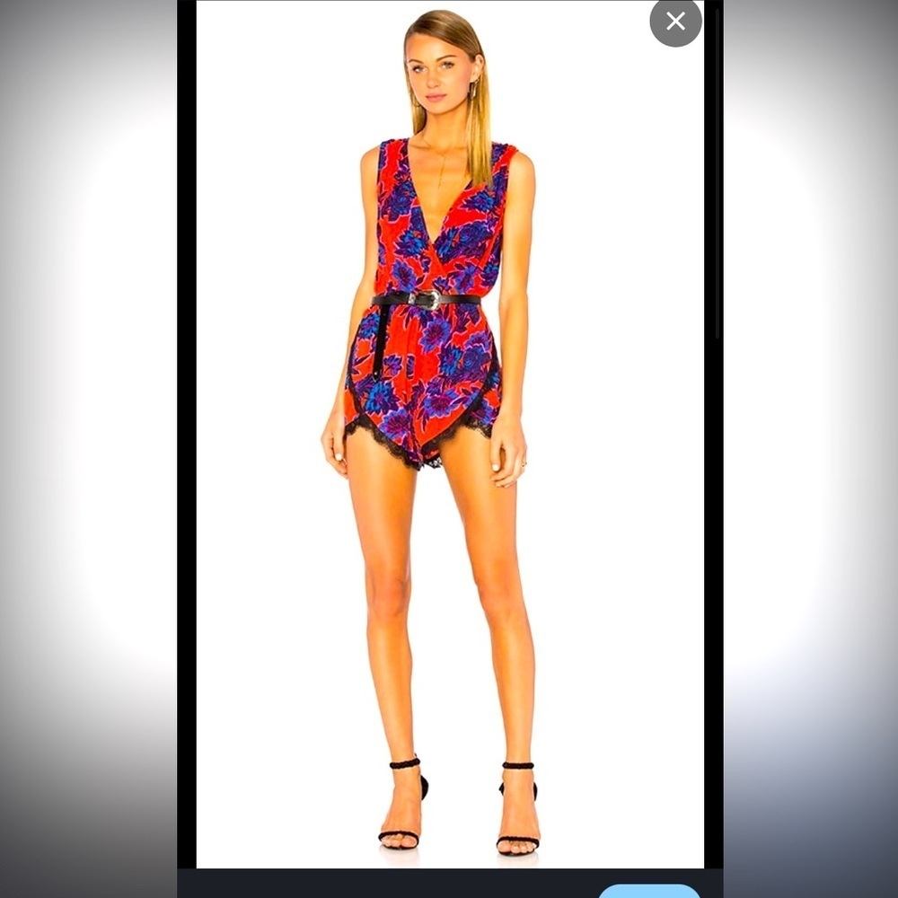 Lovers & friends floral lace romper small $128 revolve boho designer spring